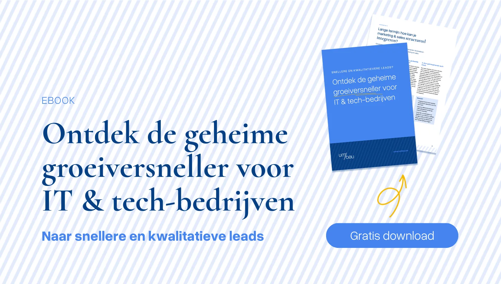 Visual van een e-bookcover met de titel ‘Hoe IT & Tech-bedrijven hun marketing futureproof maken’. Een strak, helder ontwerp met blauwe accenten, futuristische lijnen en een downloadknop, gericht op decision makers in de technologiesector.