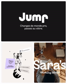 Video screenshot with playful animations of jump landing page