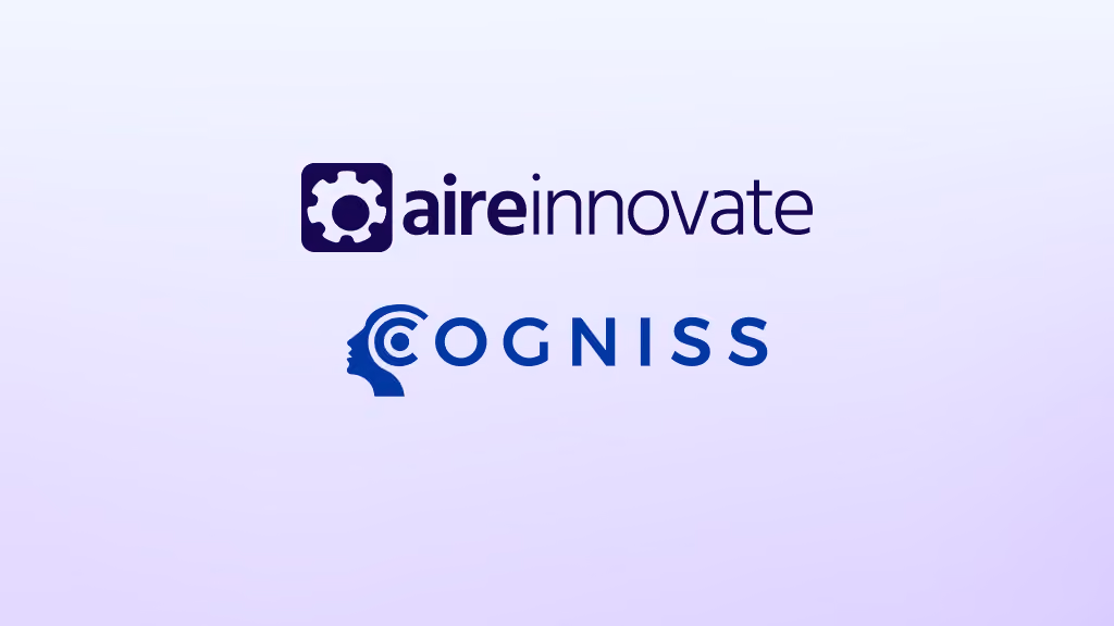 Aire Innovate and Cogniss Logos on a soft gradient background