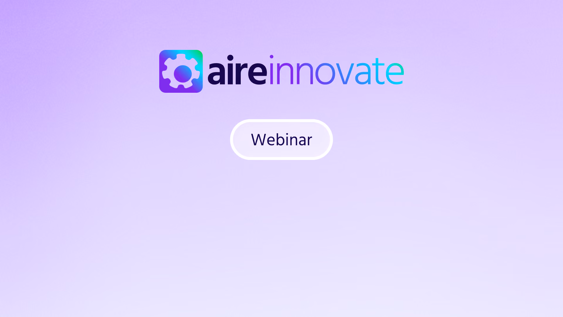 Aire Innovate logo on light purple background with webinar tag in the centre