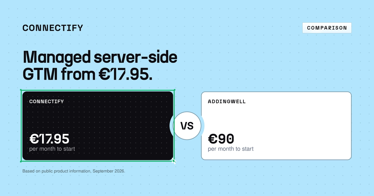 Connectify vs Addingwell: managed server-side GTM without the €90 entry price