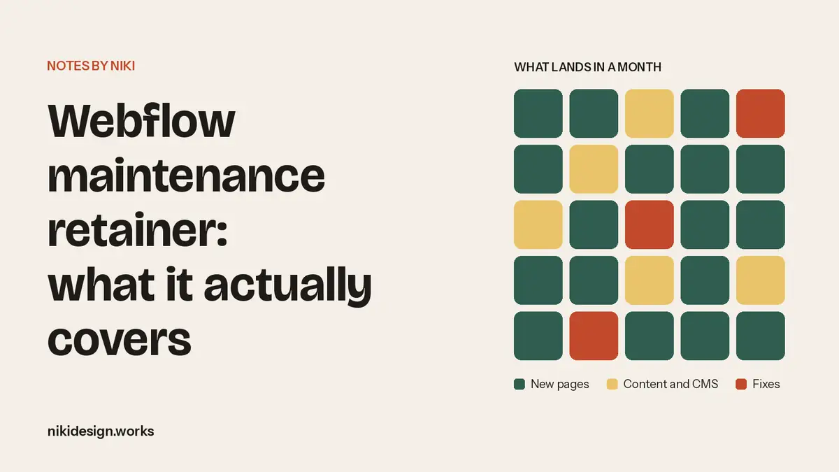 Webflow maintenance retainer: what it actually covers