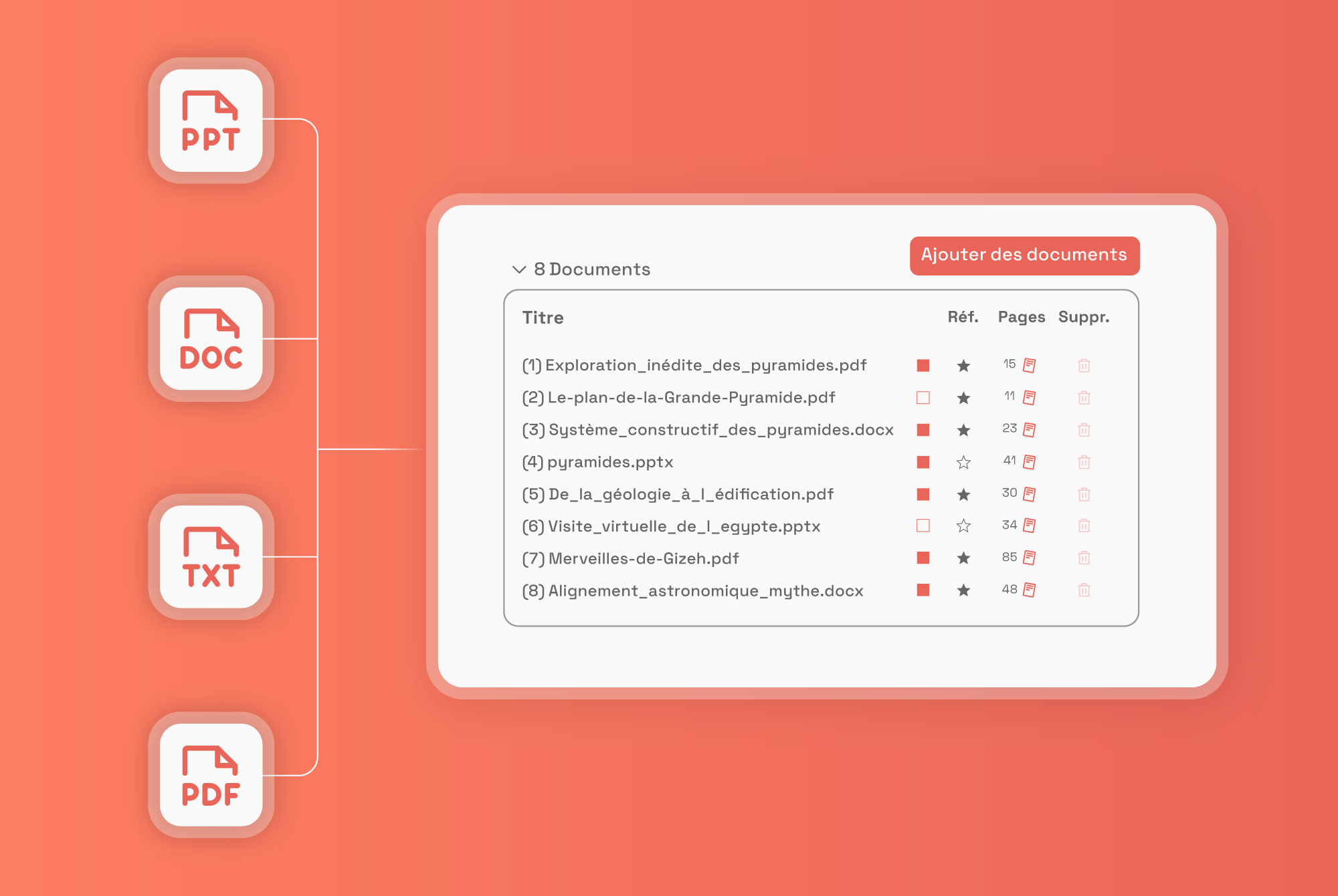 Experience Delos's IA MultiDocs, managing up to 25 diverse documents simultaneously. Prioritize, select, and deselect documents based on your query, tailoring the search to fit your specific needs efficiently.