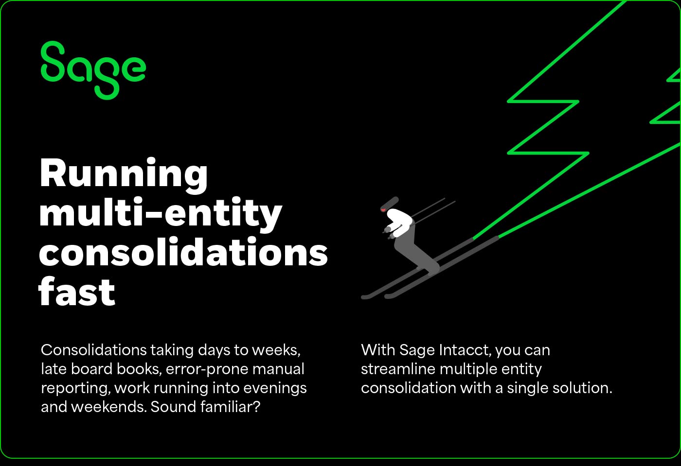 Shows the top of the "Running multi-entity consolidations fast" infographic