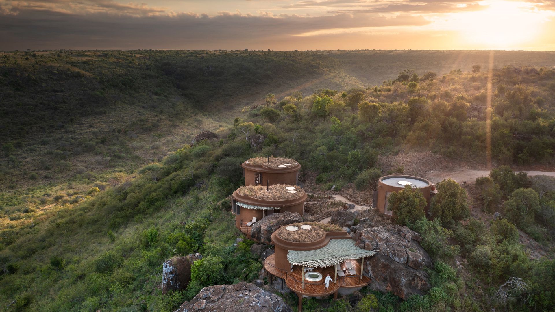 Solar powered lodge, local stone and thatch, and fresh food from garden and local farms.