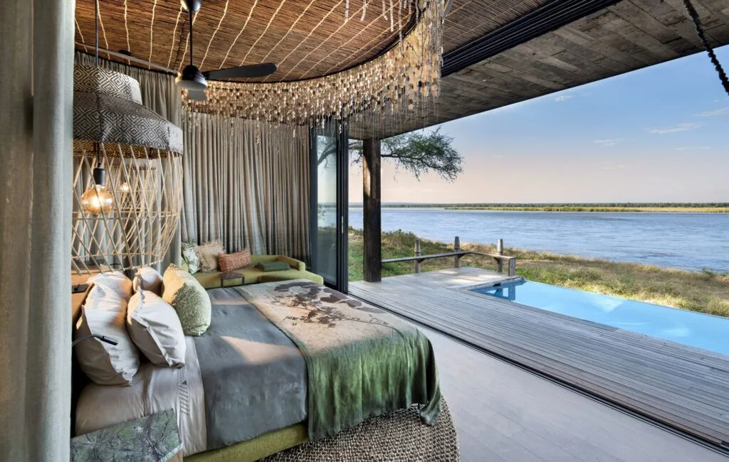 Each suite and villa has a private plunge pool overlooking the Zambezi for cooling off in style.