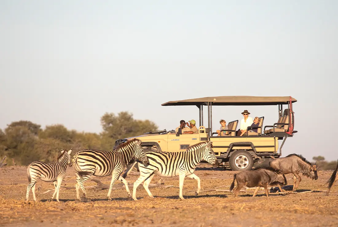 Best place in Botswana to see the zebra and wildlife migration along the Boteti from May to November.