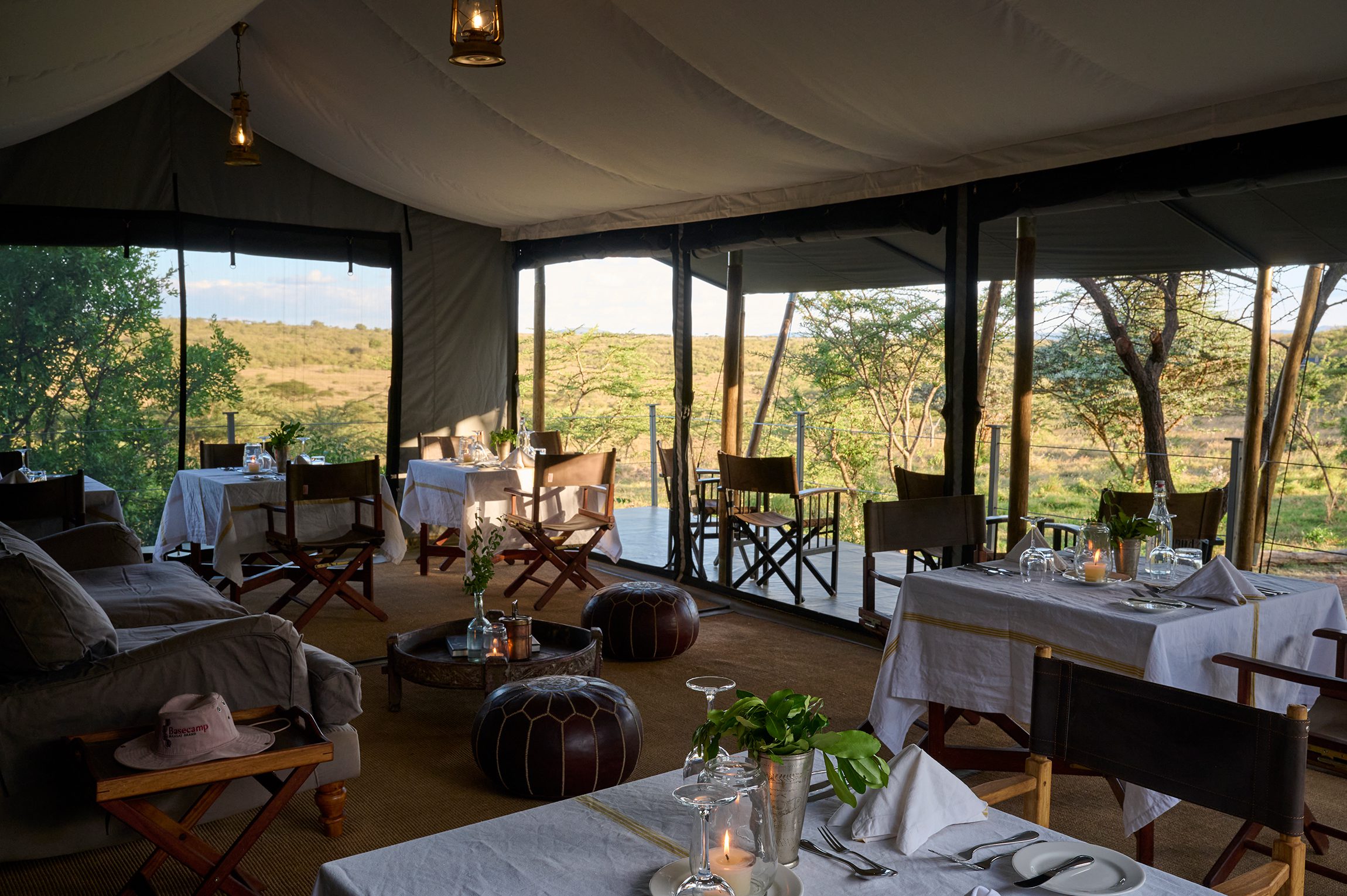 Remote tented safari camp at Saruni Wild Camp in Kenya’s Masai Mara, surrounded by open savannah and wildlife corridors
