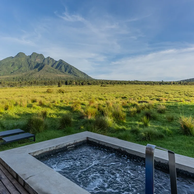 Enjoy year round swimming in two private heated pools with panoramic volcano and forest views.