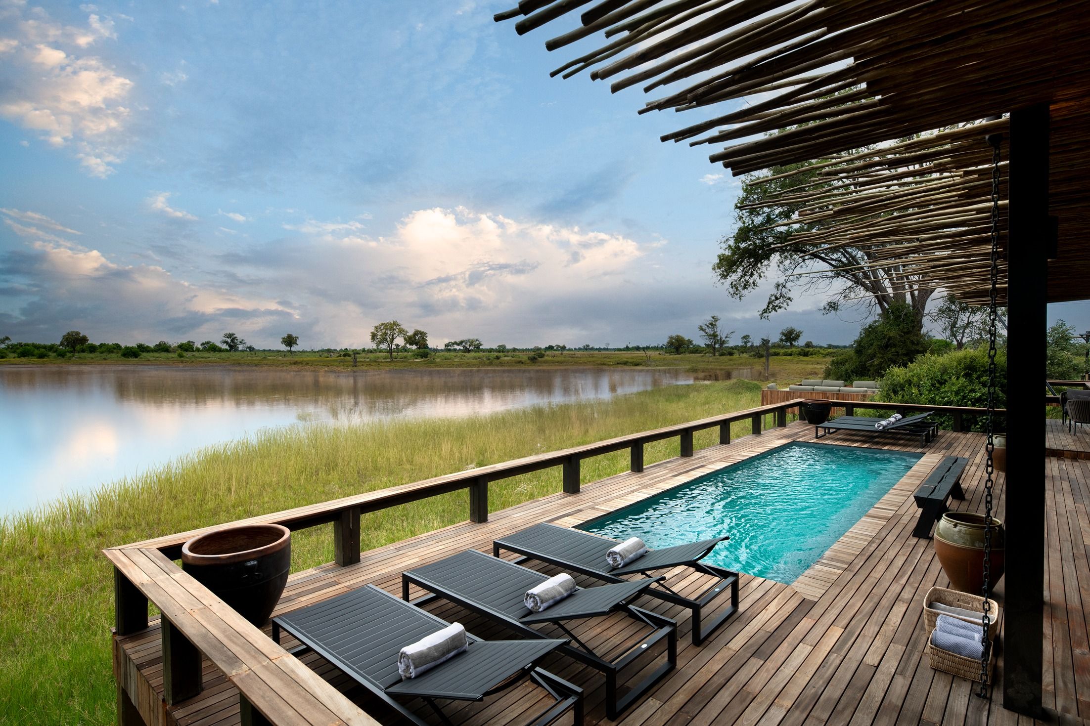All tents face the water, with wildlife and stunning Okavango scenery right outside your door.