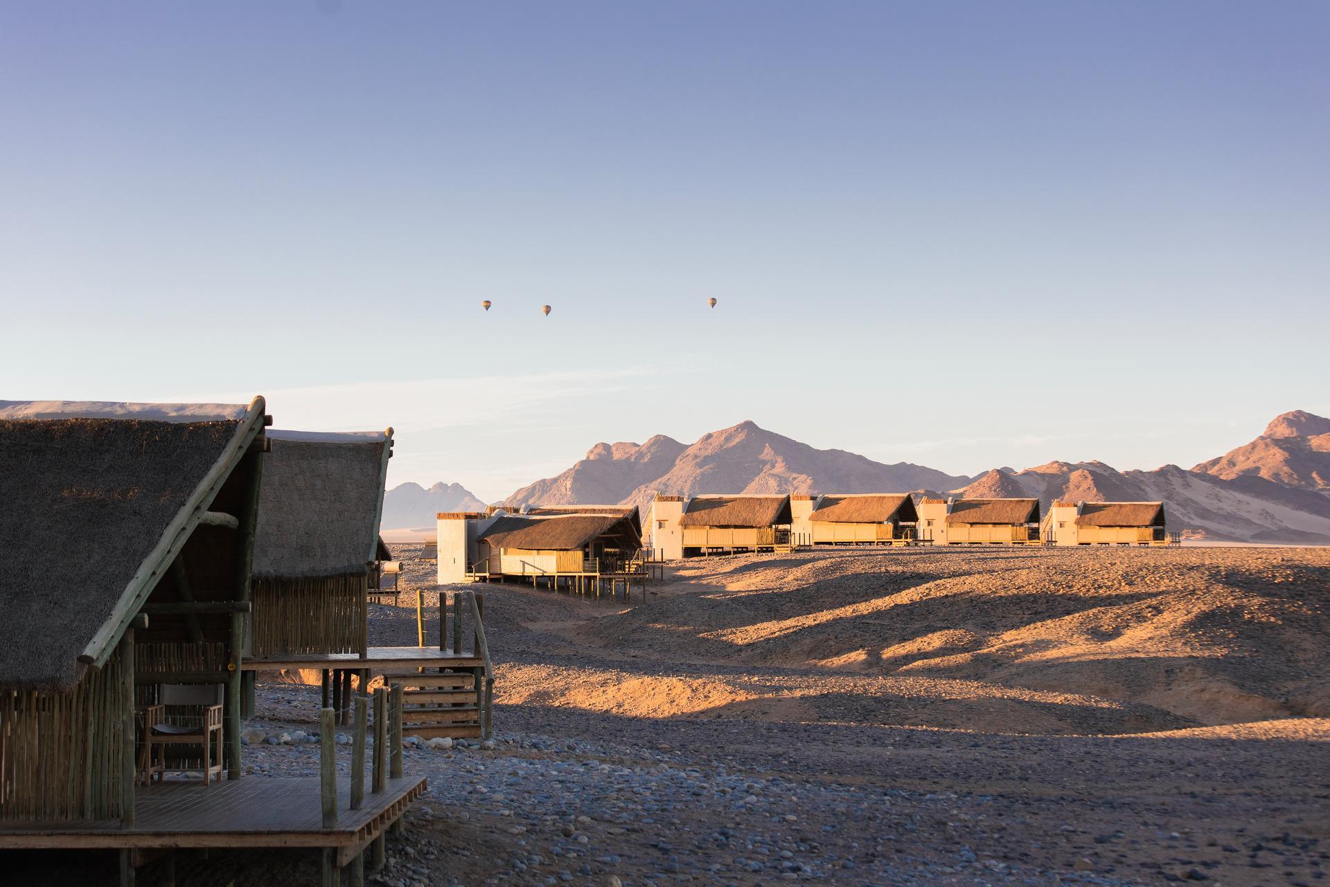 The camp is built with natural materials and runs on solar power for minimal environmental impact.
