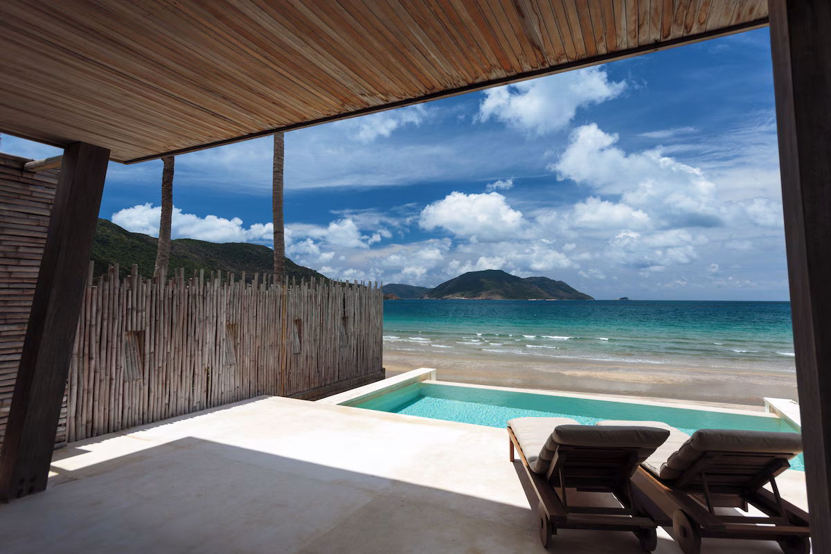 Private luxury accommodations positioned directly on the shoreline.