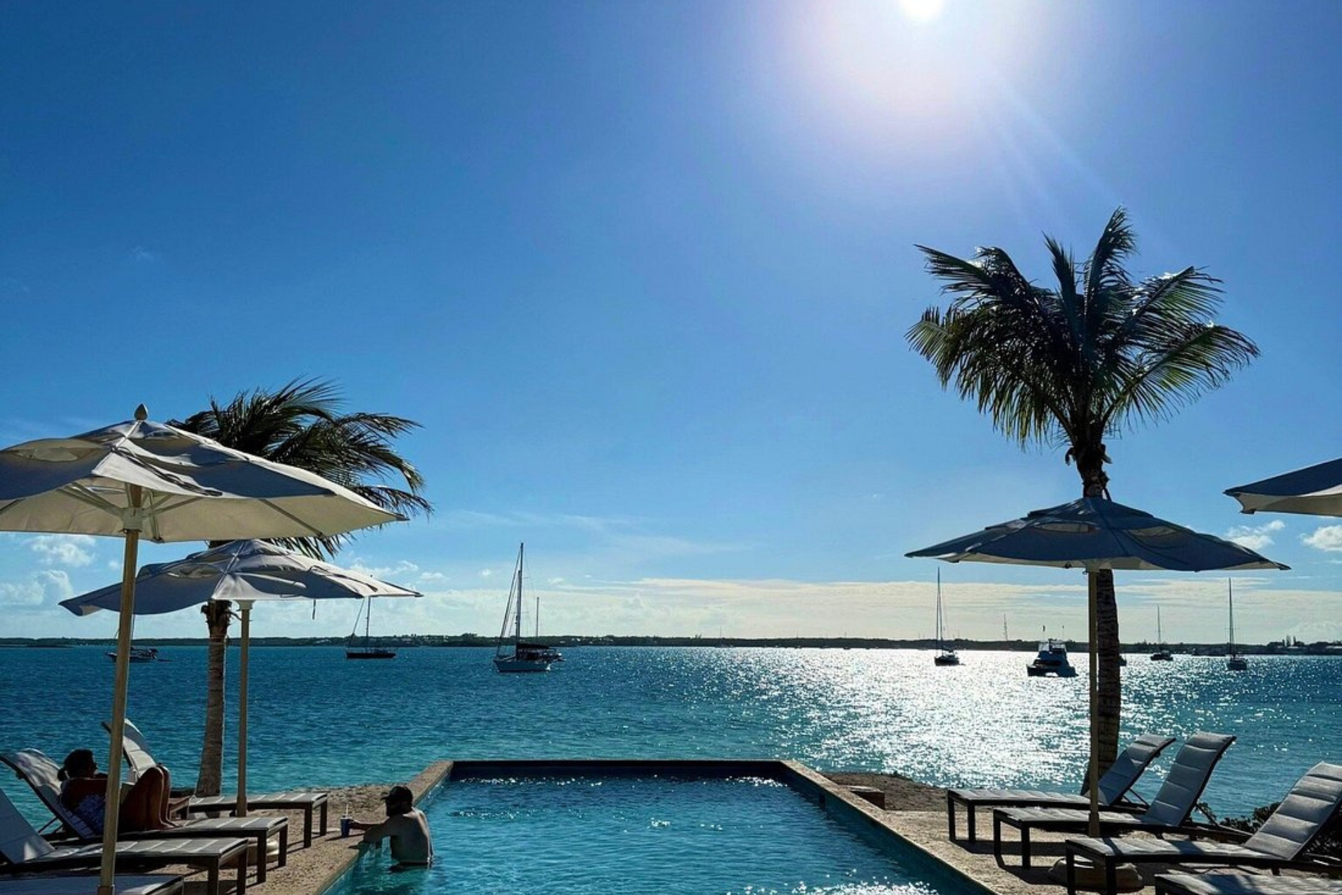 Positioned to maximize views of the surrounding turquoise waters, the infinity pool provides an unforgettable place to unwind.