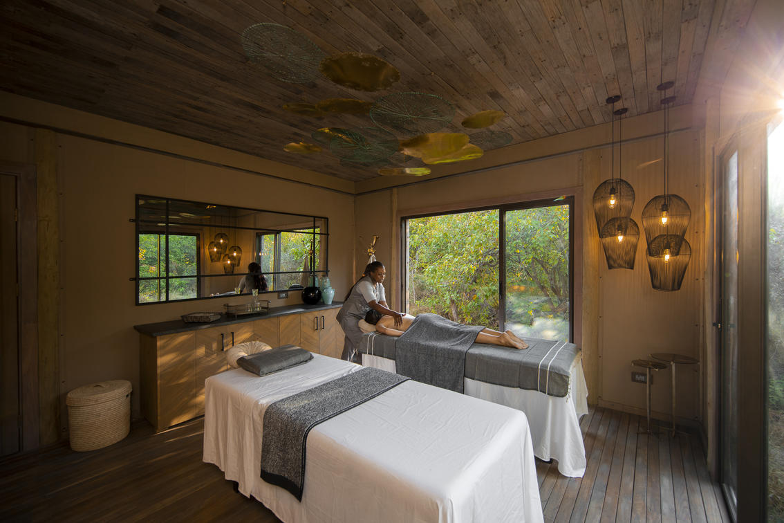 A dedicated spa provides space for restorative treatments after days exploring the wilderness.