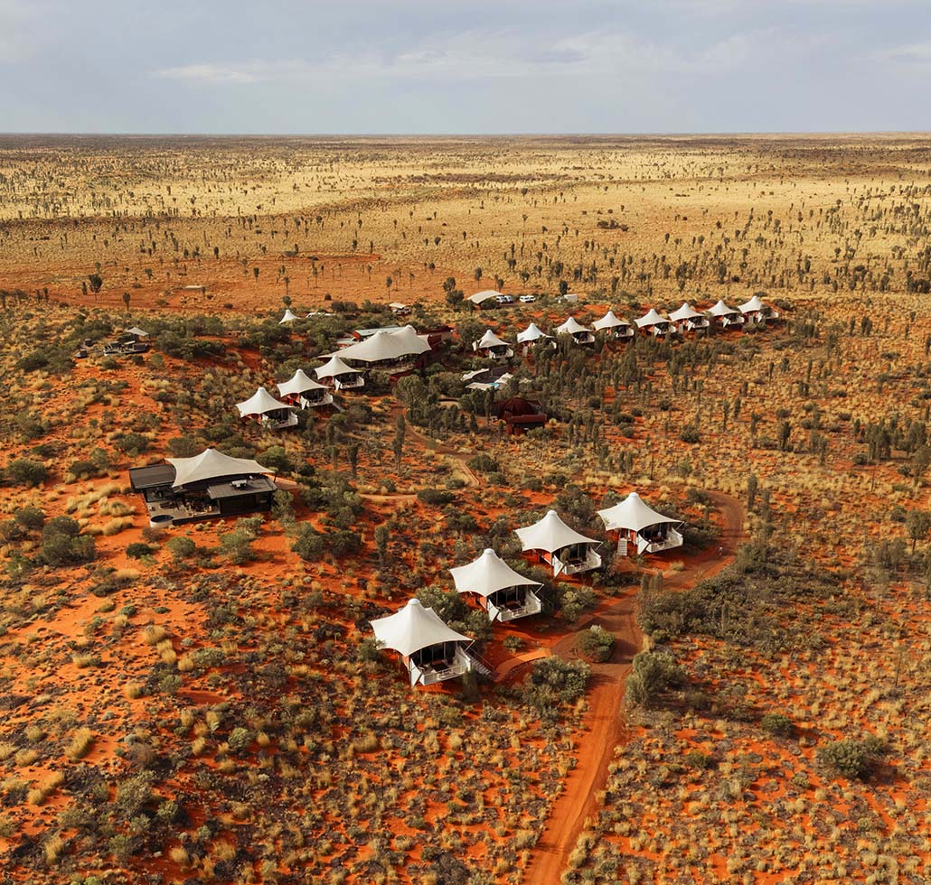 Blending contemporary design with the romance of the Australian Outback, each pavilion offers spacious indoor-outdoor living, bespoke furnishings and refined comfort inspired by the surrounding desert landscape.