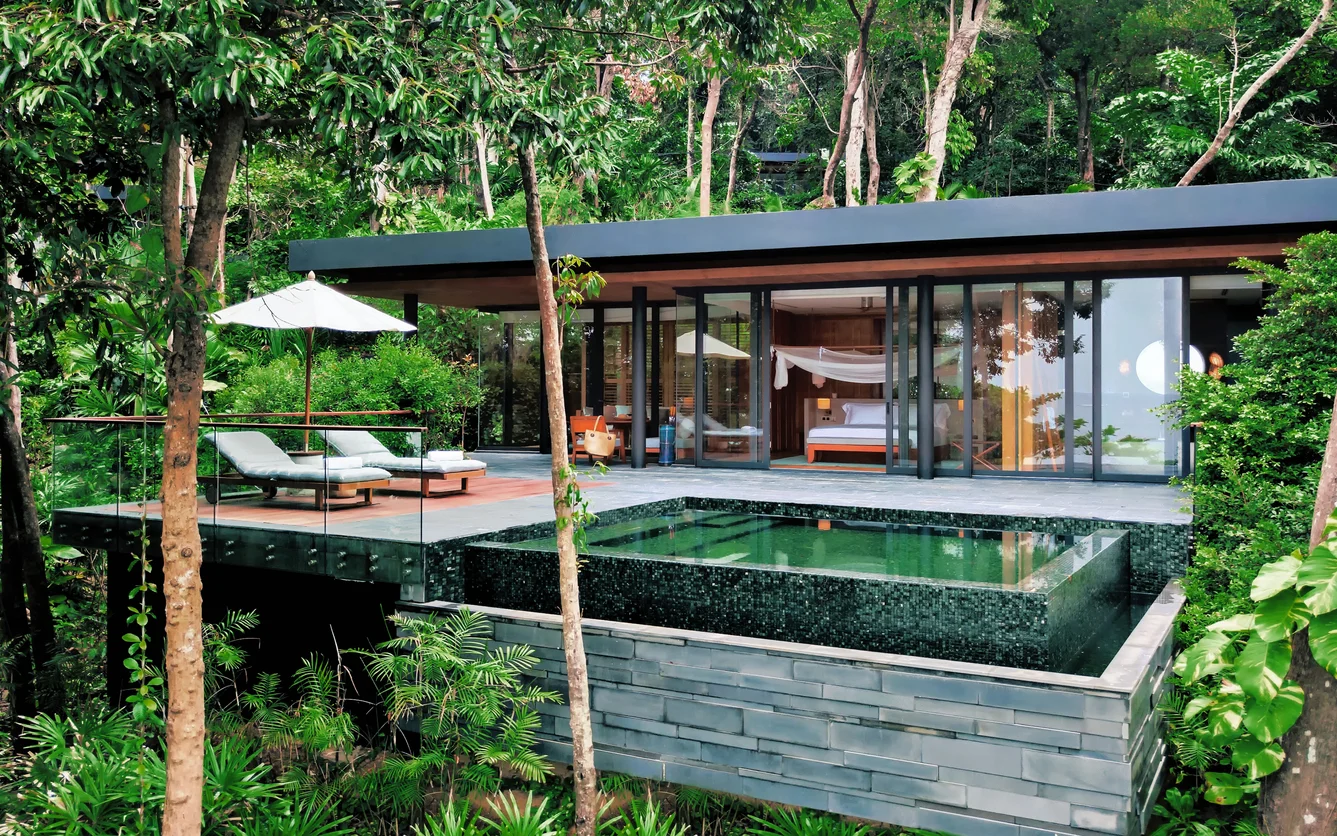 Every villa includes its own private pool and outdoor living space.