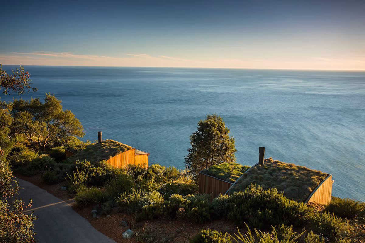 Perched high above the Pacific Ocean.
