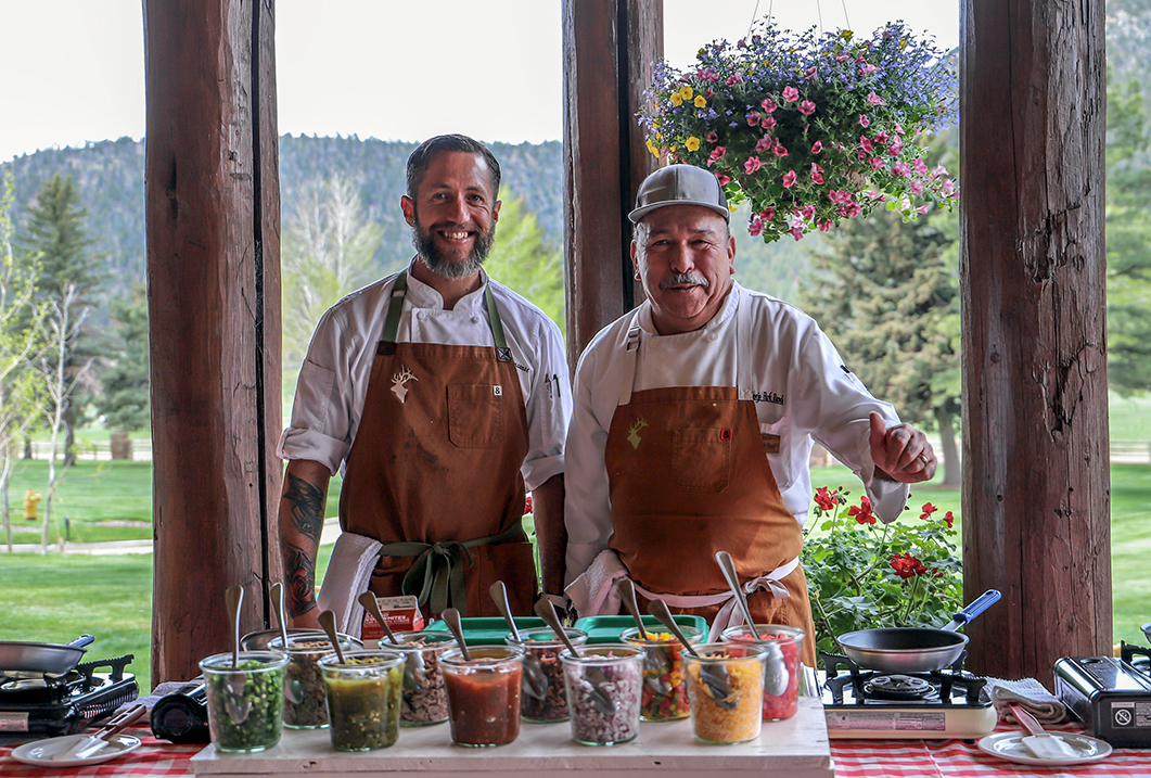 Gourmet meals are tailored to guest tastes using seasonal ingredients and local produce, with a Southwestern influence.