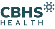 CBHS Health logo with stylized text and circular design element.