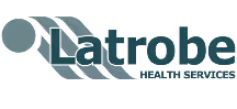 Latrobe Health Services logo featuring stylized text with green and teal colors.