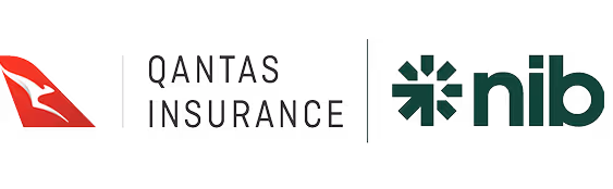 Logos of Qantas Insurance and nib side by side