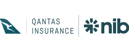 Logos of Qantas Insurance and nib side by side 