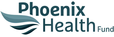 Phoenix Health Fund logo with stylized blue and teal feather design.