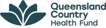 Queensland Country Health Fund logo with stylized leaf design.