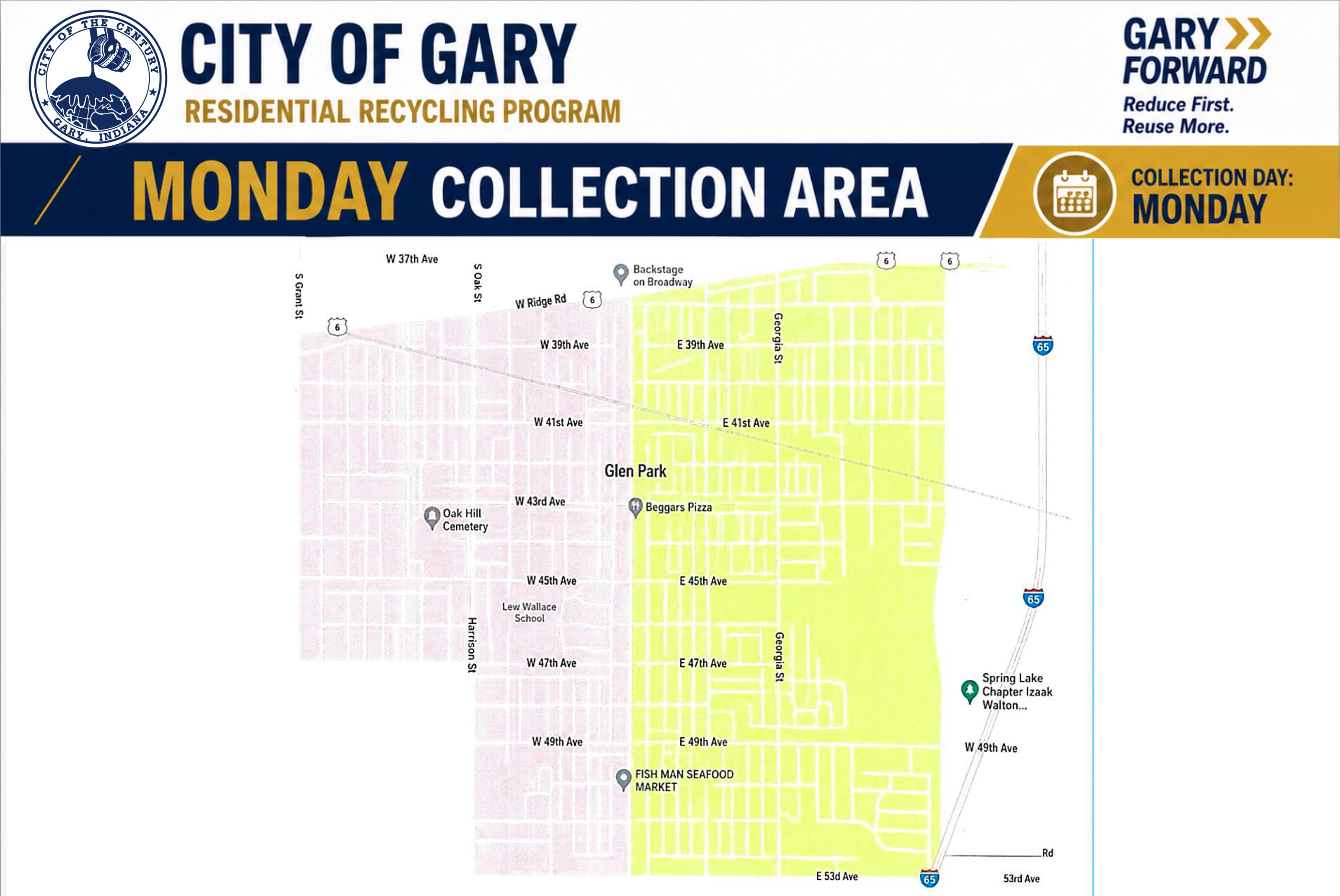 Monday collection area map
