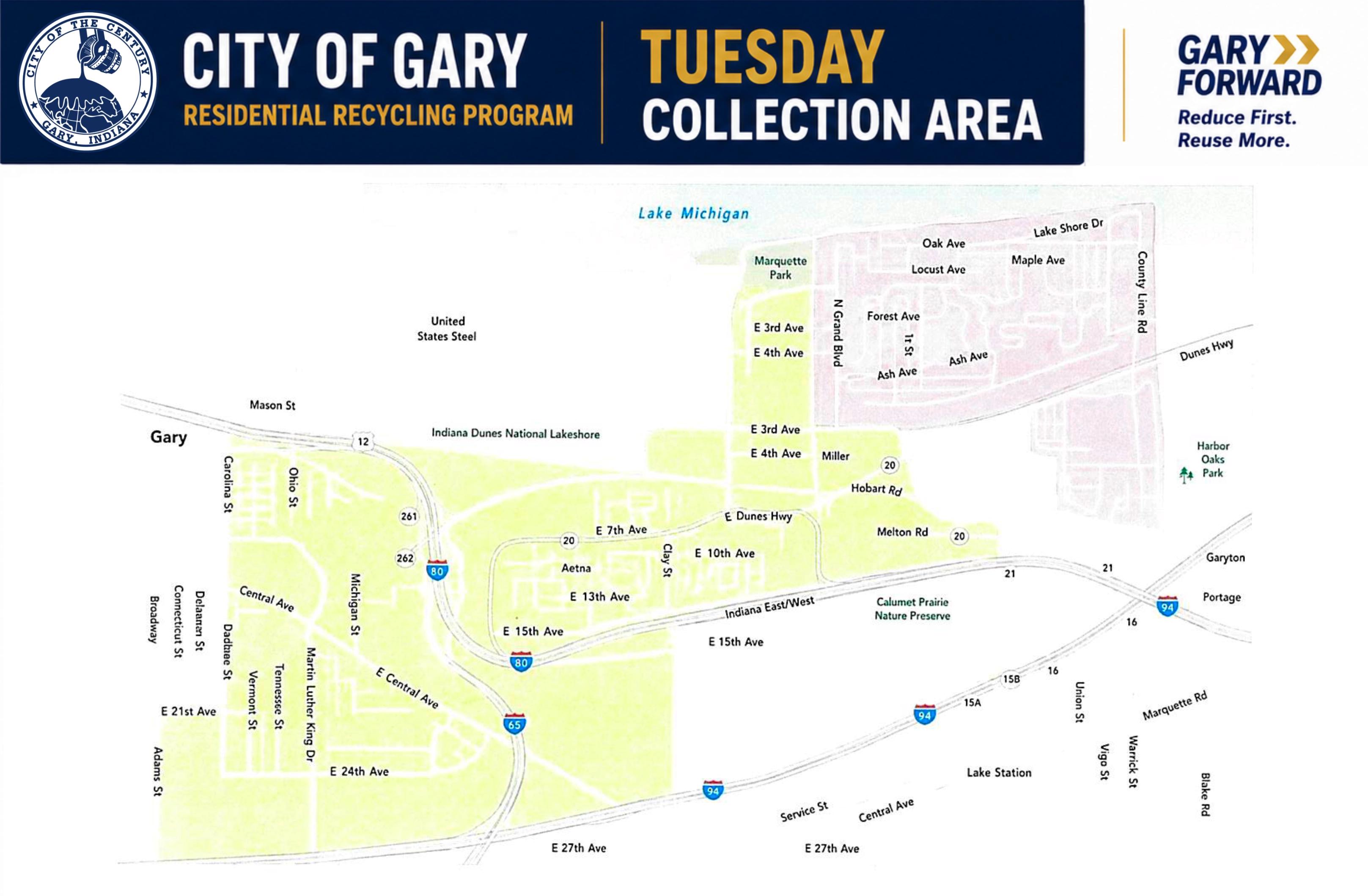 Tuesday collection Area Map