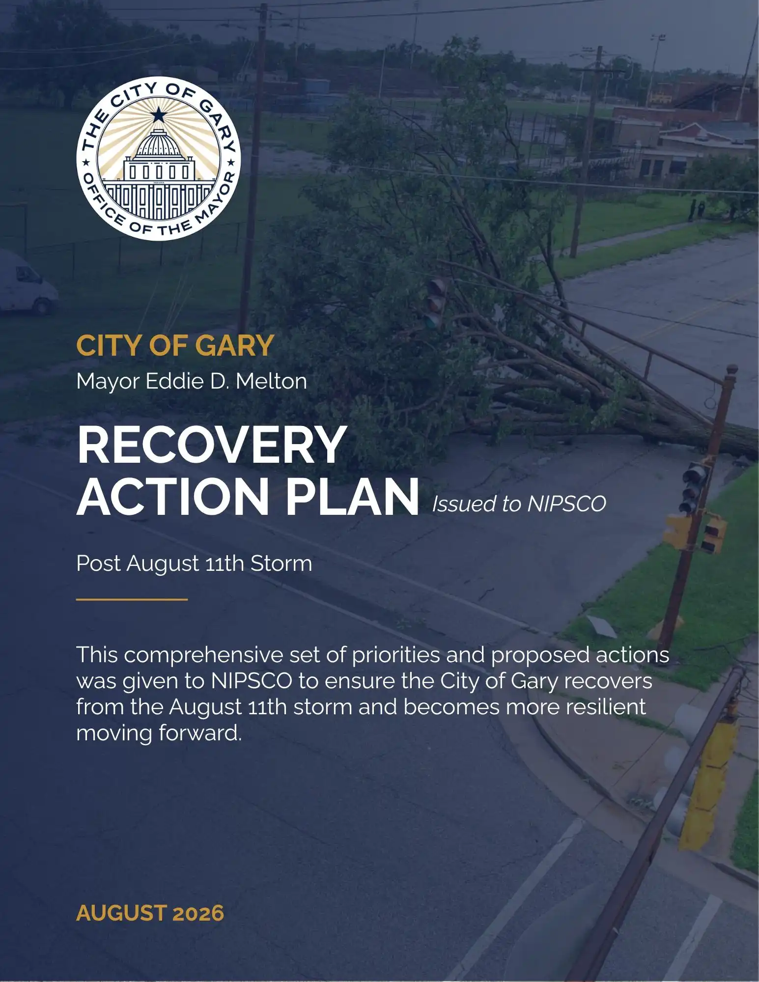Cover page for the City of Gary Recovery Action Plan