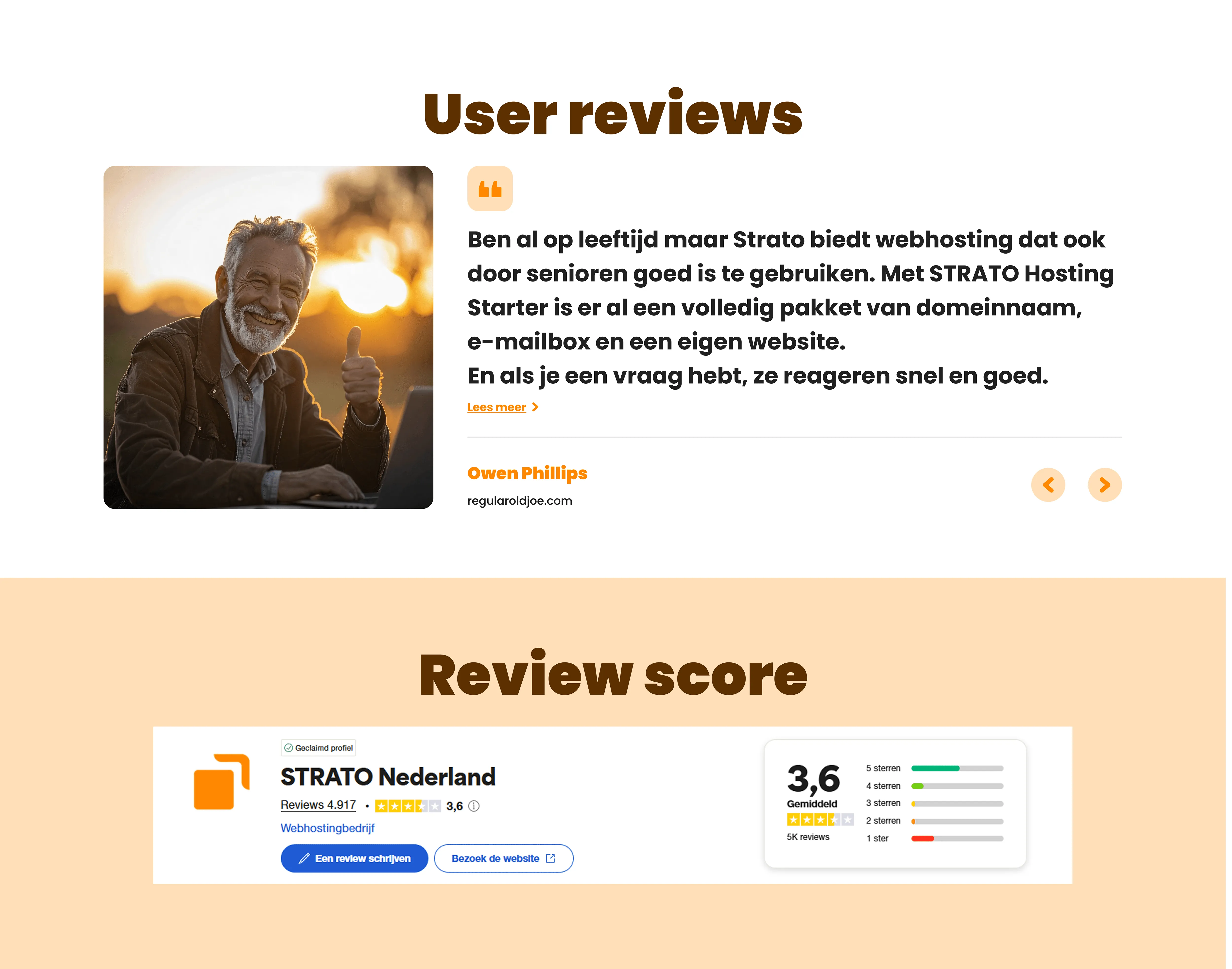 STRATO redesign — customer review section