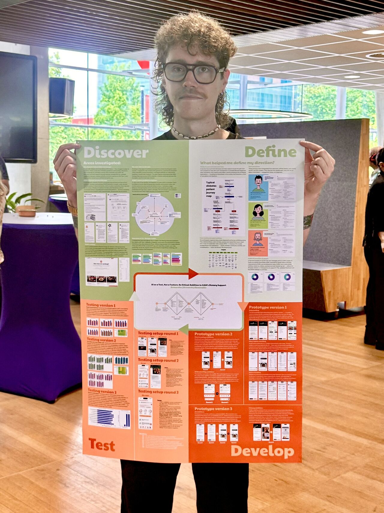 Armandas holding his JLAM double-diamond research poster