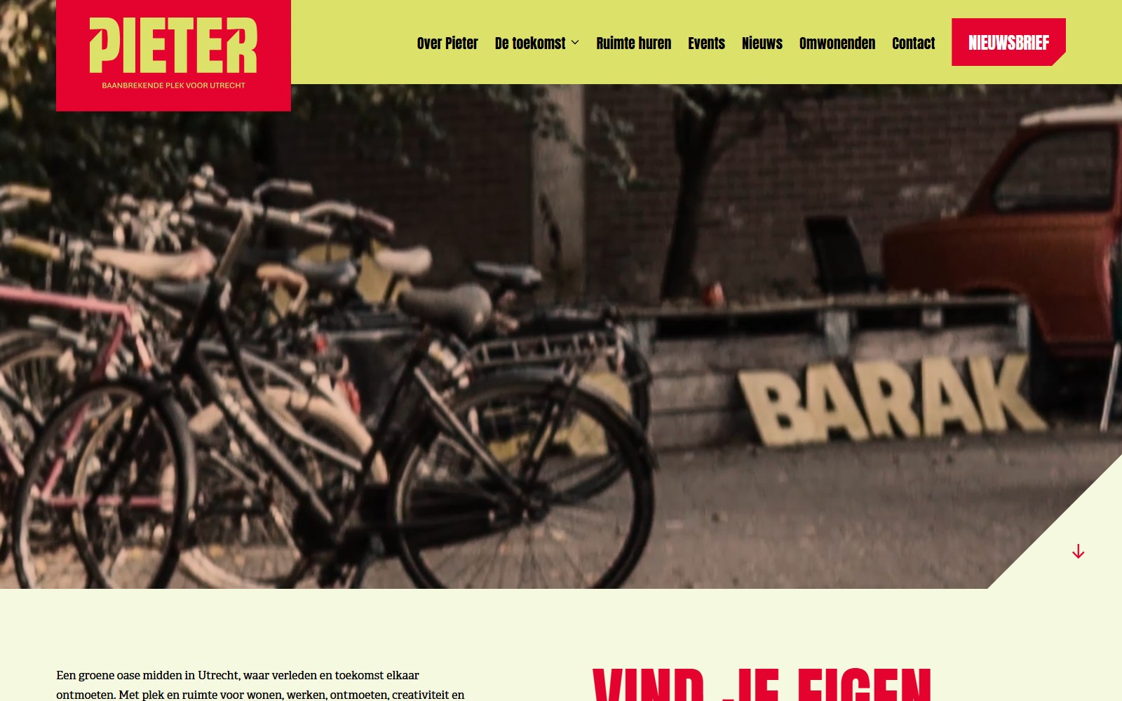 The PIETER Utrecht homepage in a laptop mockup