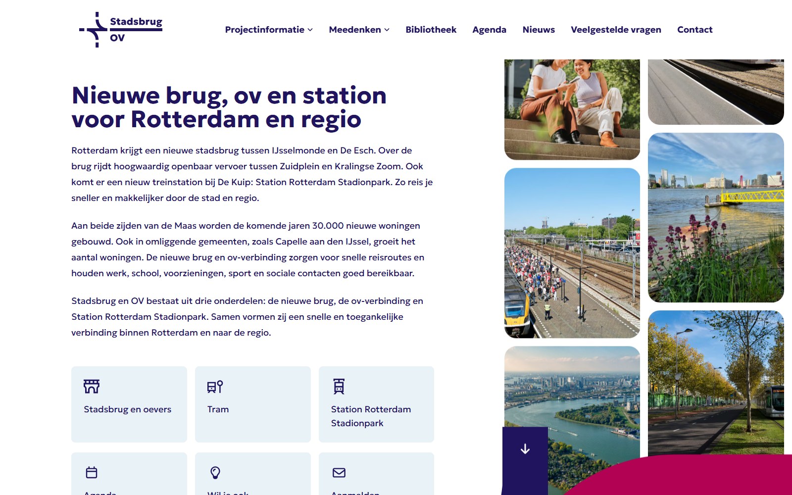 The Stadsbrug en OV homepage in a laptop mockup