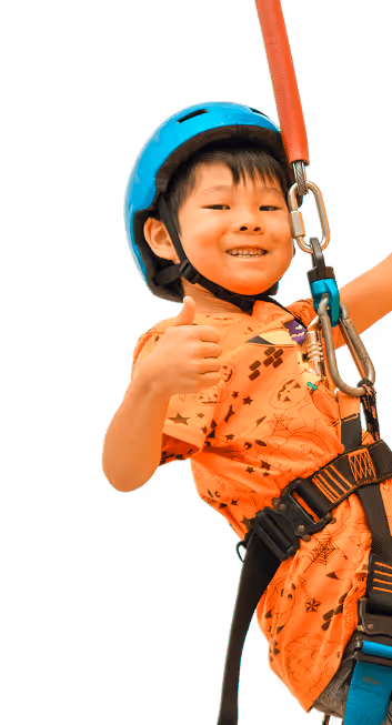 Rock climbing with thumbs up