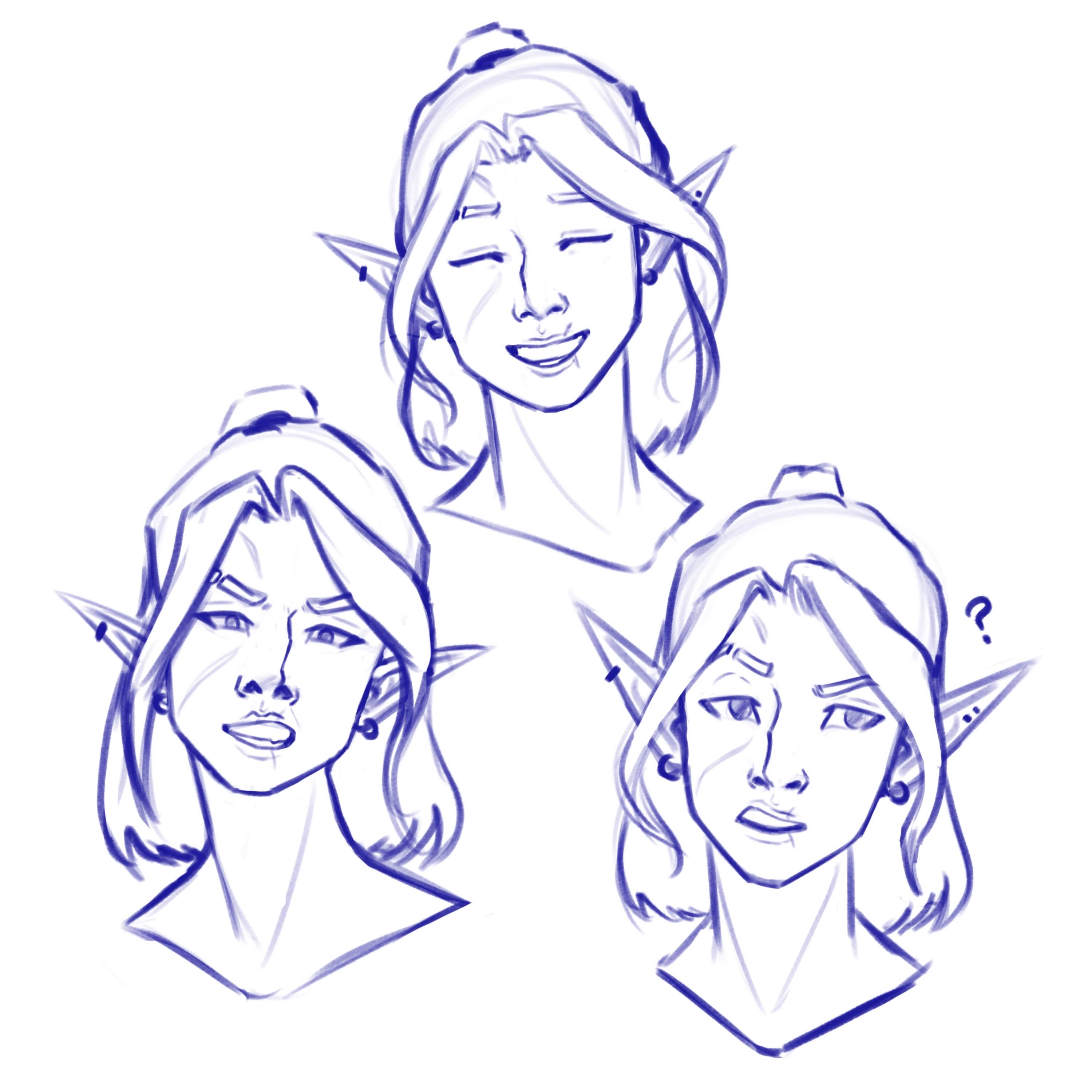 A  shoulders up sketch of a woman from Cyberpunk 2077