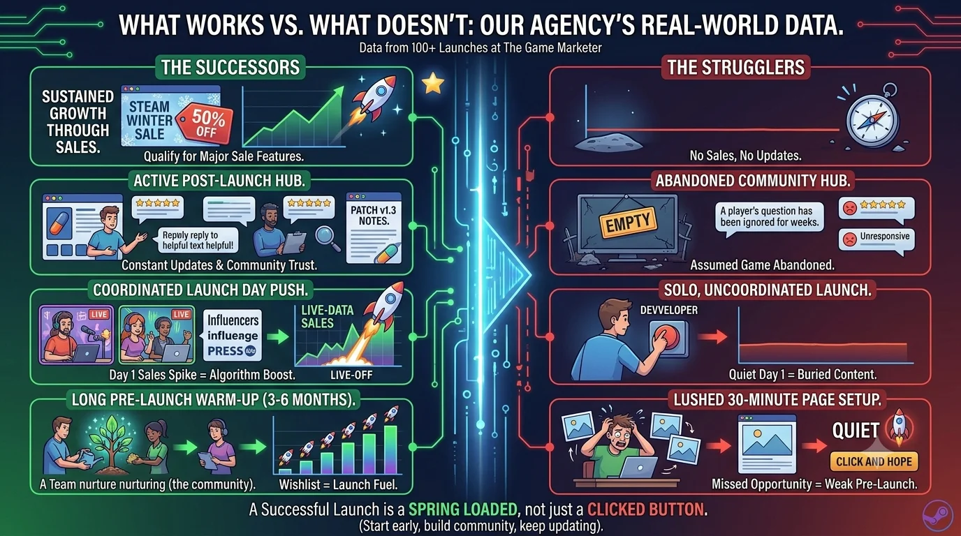 Data-driven guide: What works vs. what fails in Steam launches