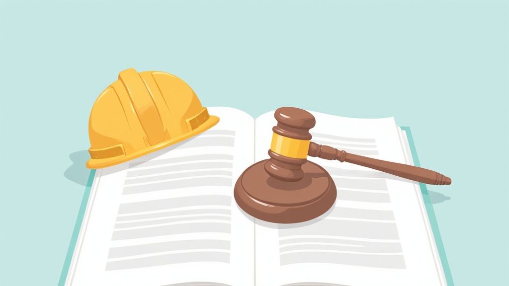 Une personne examinant des documents juridiques sur un bureau bien éclairé.
