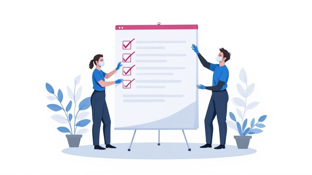 Employés suivant une formation en hygiène et sécurité dans un bureau