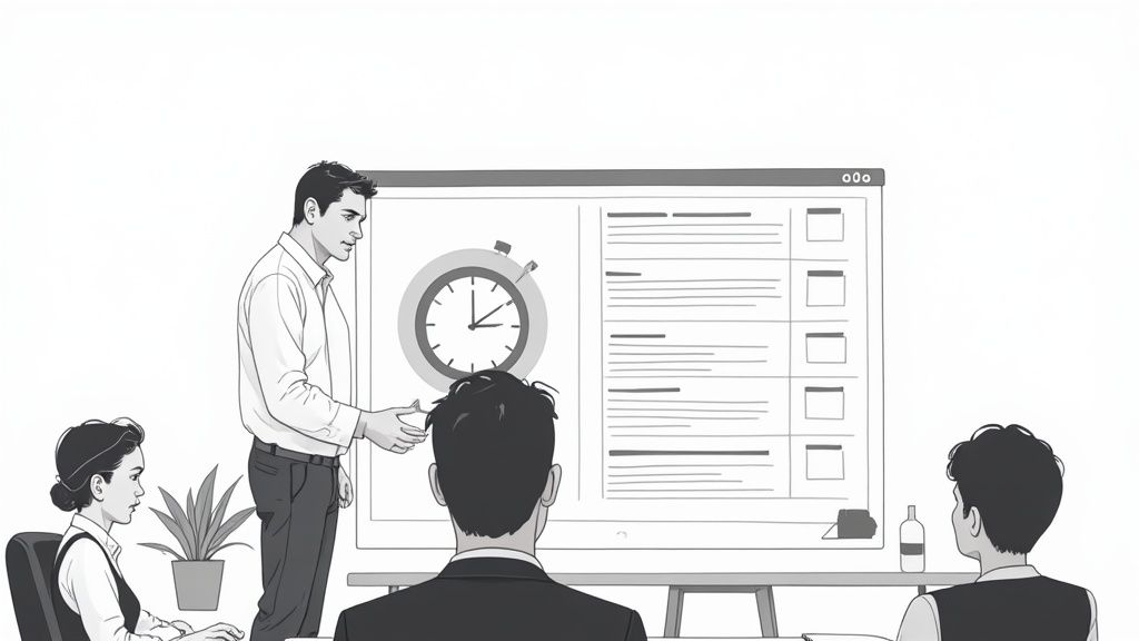 Manager et employé discutant devant un ordinateur portable dans un bureau moderne