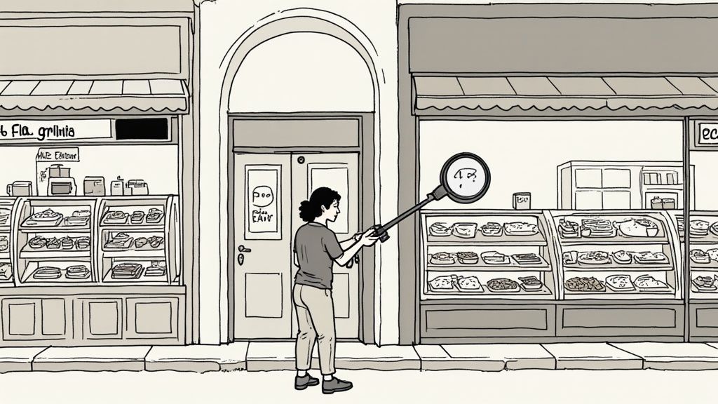 Un manager vérifiant des documents dans son restaurant rapide