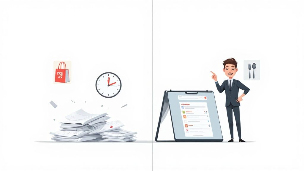 Una persona usando una tableta para gestionar horarios de trabajo