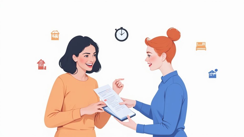 Un manager RH finalise un contrat de travail sur une tablette.