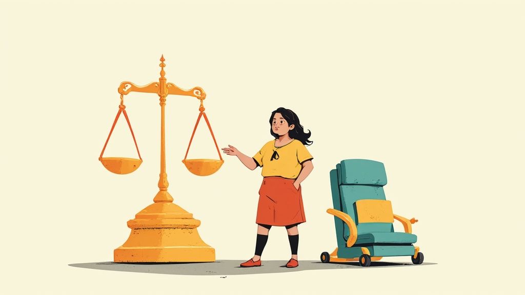 Une balance de la justice avec un marteau sur un bureau