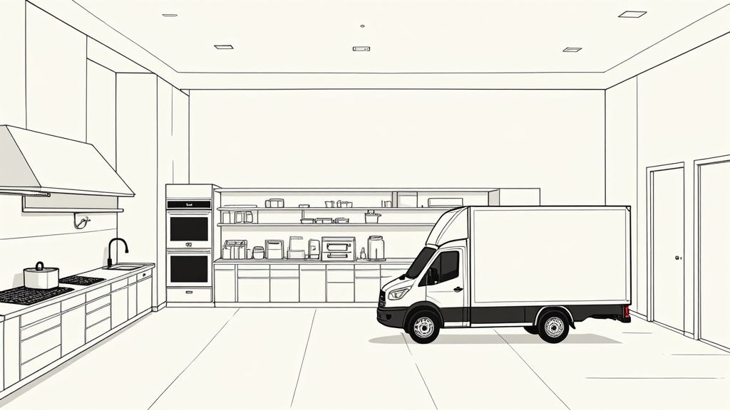 Équipement de cuisine professionnelle en acier inoxydable dans un restaurant rapide