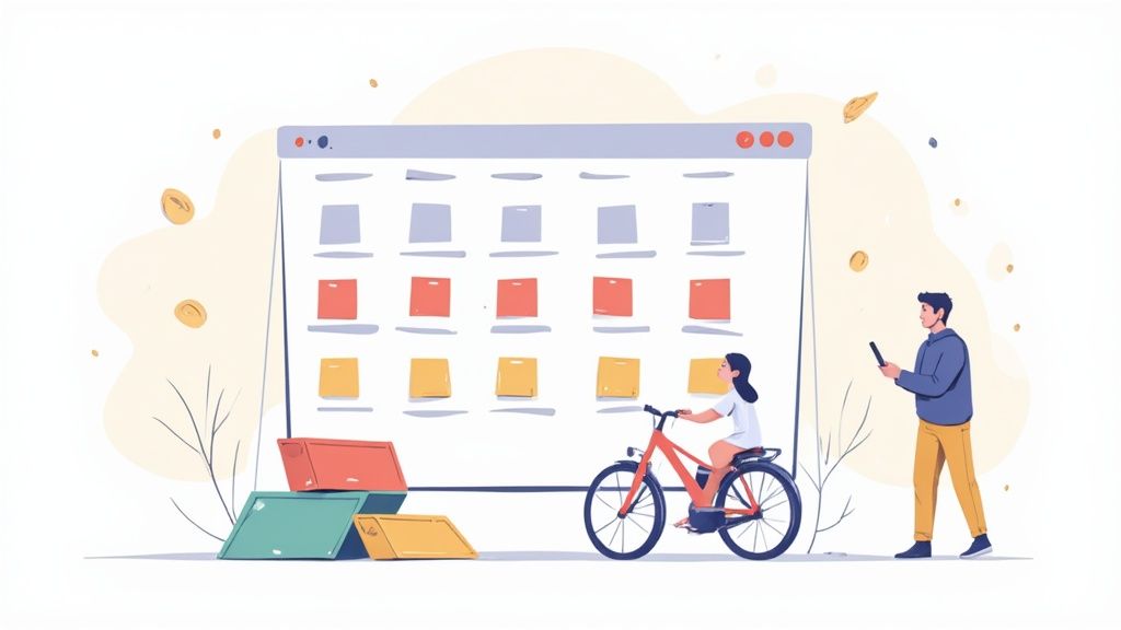 Manager examinant des plannings sur un ordinateur portable avec un collègue