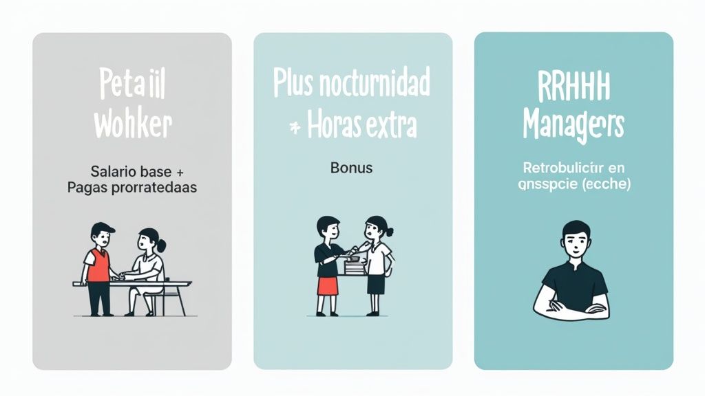Un responsable de RRHH calculando el sueldo bruto de un empleado en un ordenador.