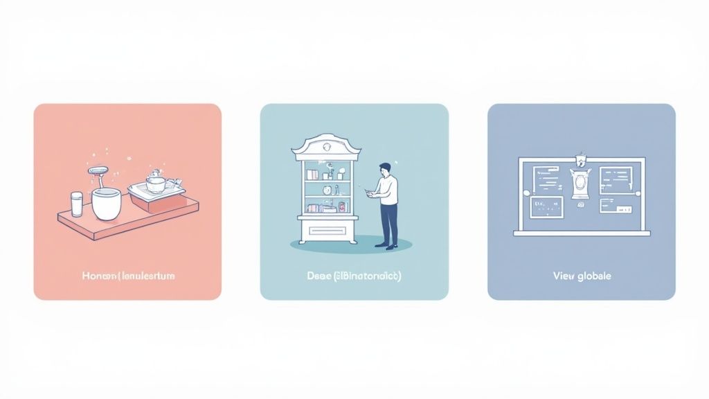 Un collage d'images montrant des travailleurs dans différents secteurs, comme la vente au détail, la restauration et un bureau, utilisant des tablettes pour la planification.