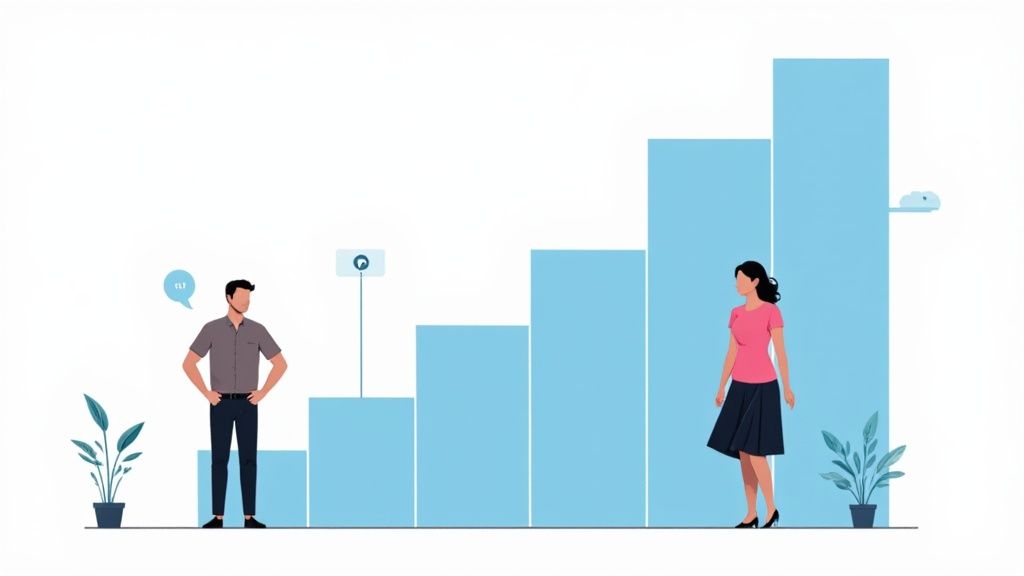 Un graphique montrant une croissance ascendante, symbolisant l'évolution d'une entreprise vers une solution professionnelle.